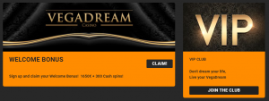 Vegadream online casino bonus